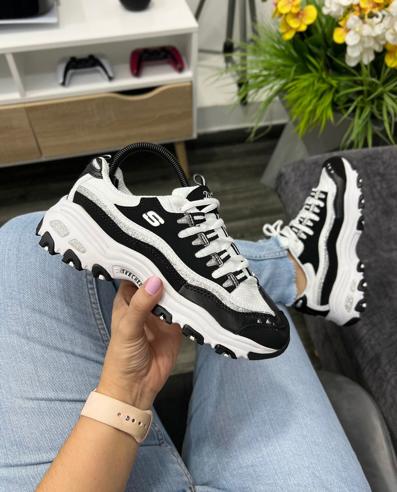 🔥SKECHERS D'LITES - CLASSIC BLACK - MUJER