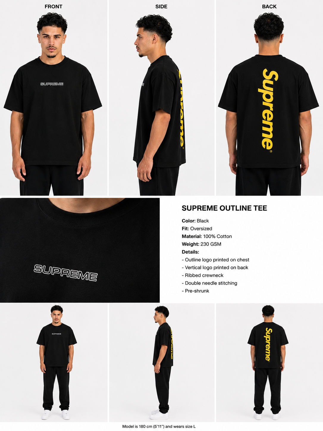 CAMISETA OVERSIZE HOMBRE GRAND LOGOSUPREME 1.1 NA