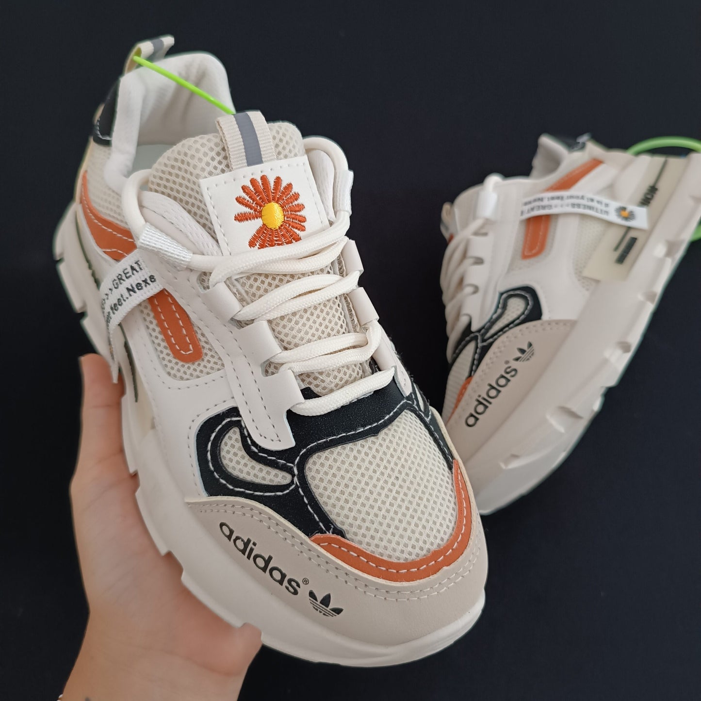 🔥ADIDAS FASHION C - CREMA / NARANJA - MUJER