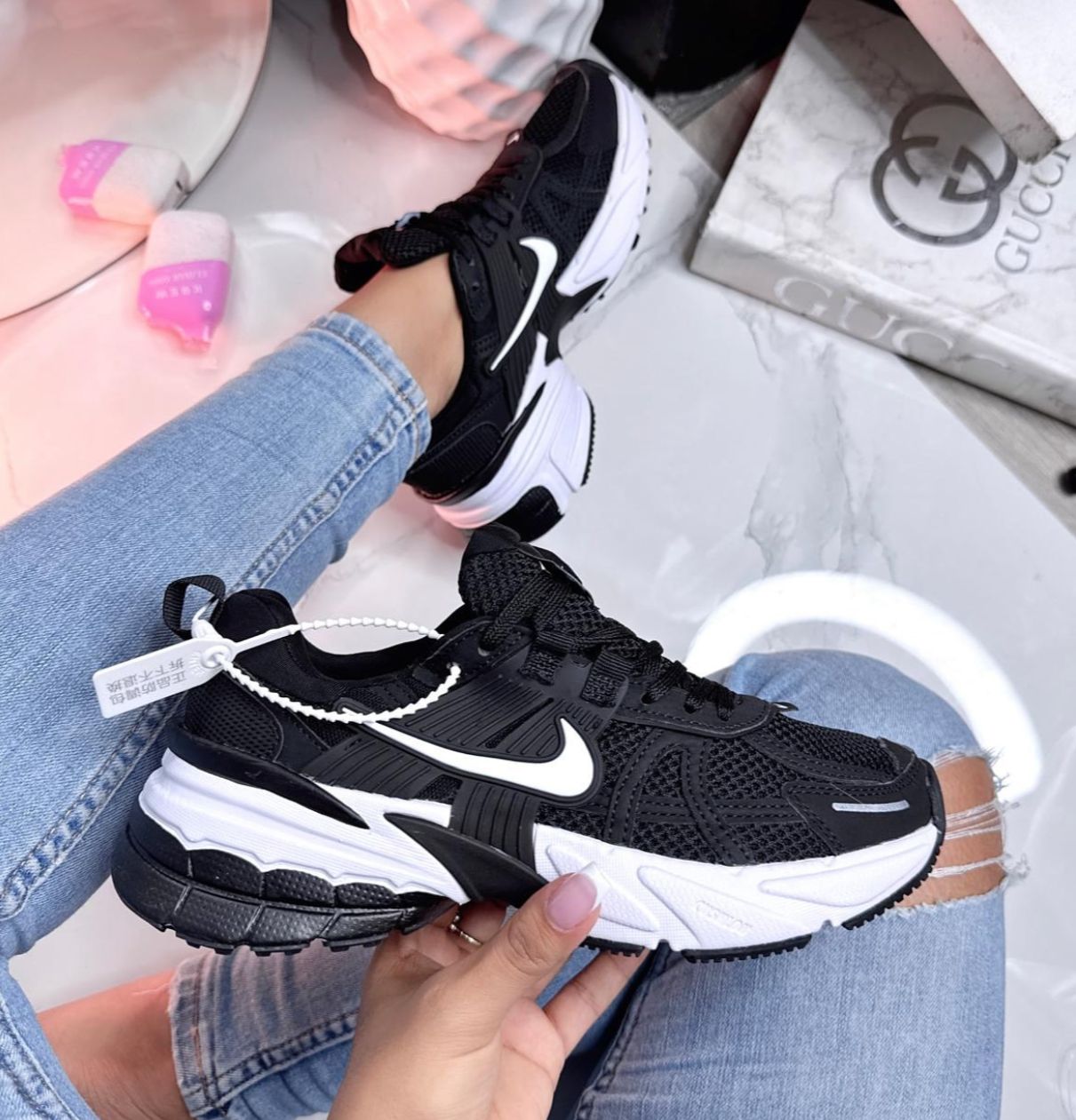 Para Zapatillas Nike Negra ?NIKE V2K NEGRO MUJER