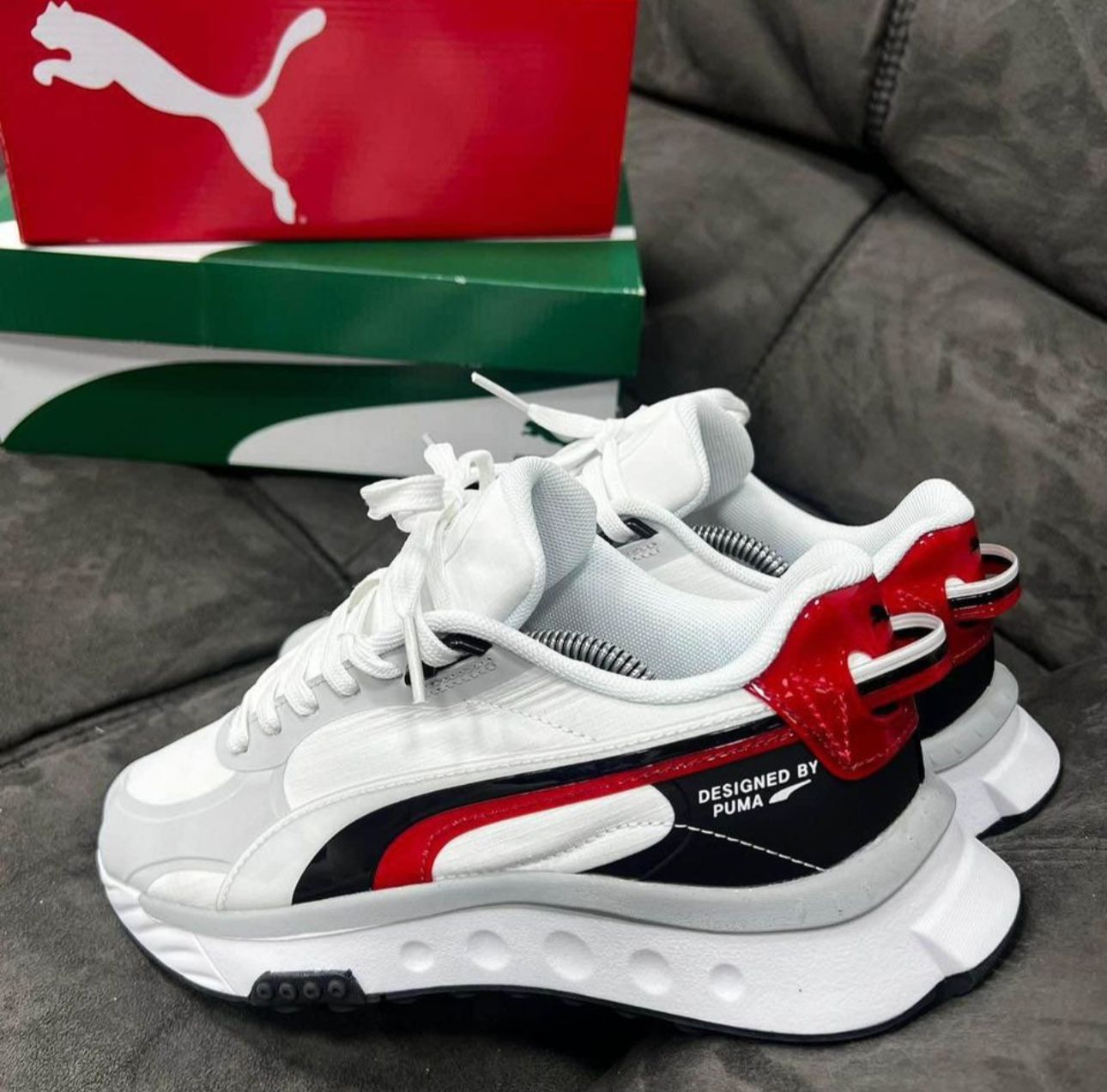 🔥PUMA WILD RIDER- BLANCAS / ROJO - HOMBRE