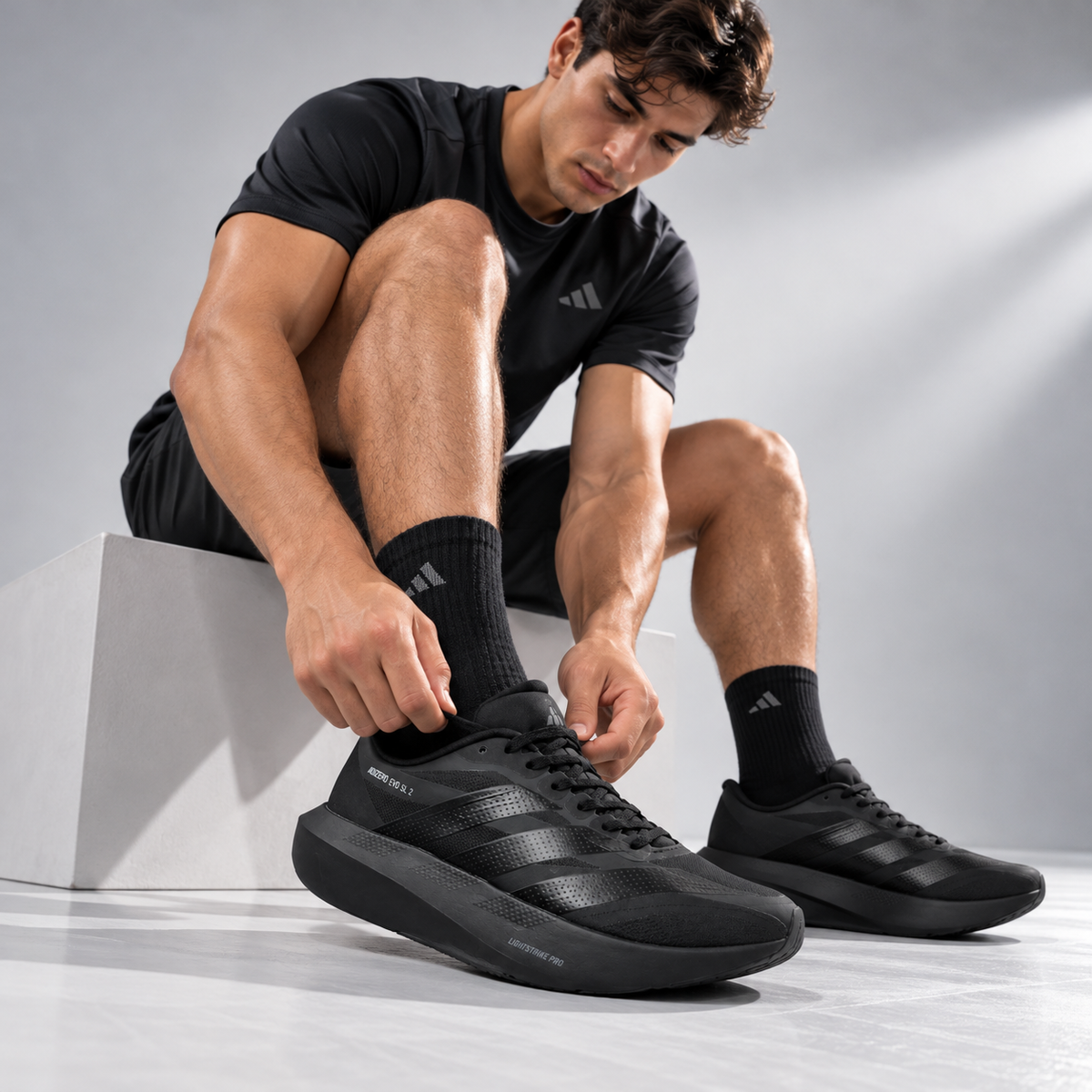 🔥ADIDAS ADIZERO EVO SL 2 - NEGRO GRIS  - HOMBRE