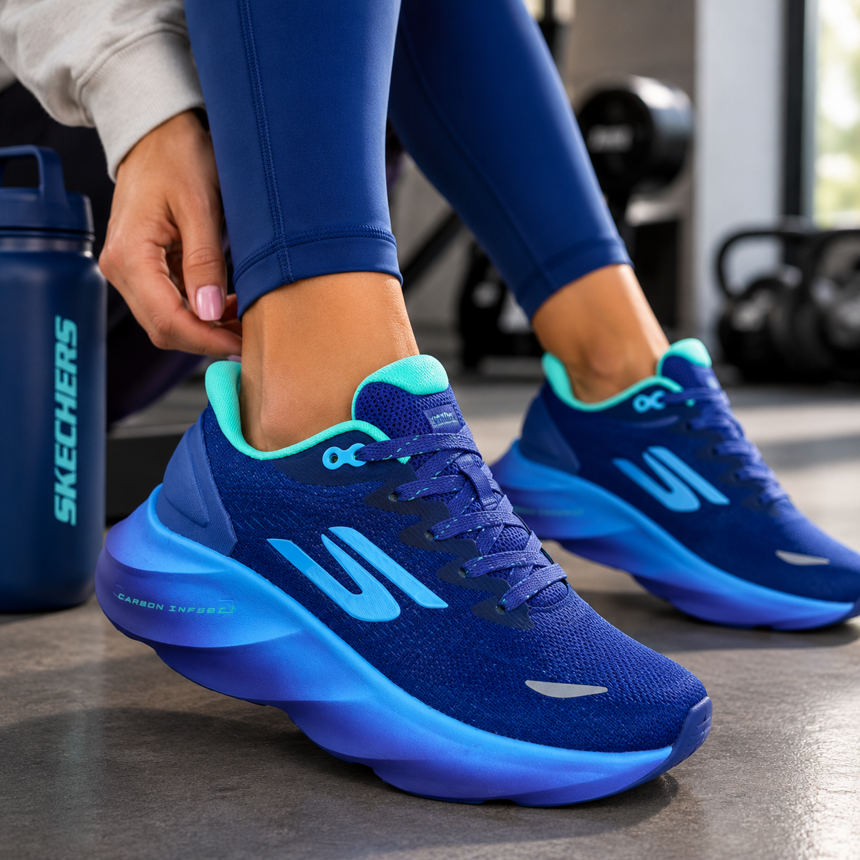 🔥SKECHERS CARBON - SHARK - MUJER