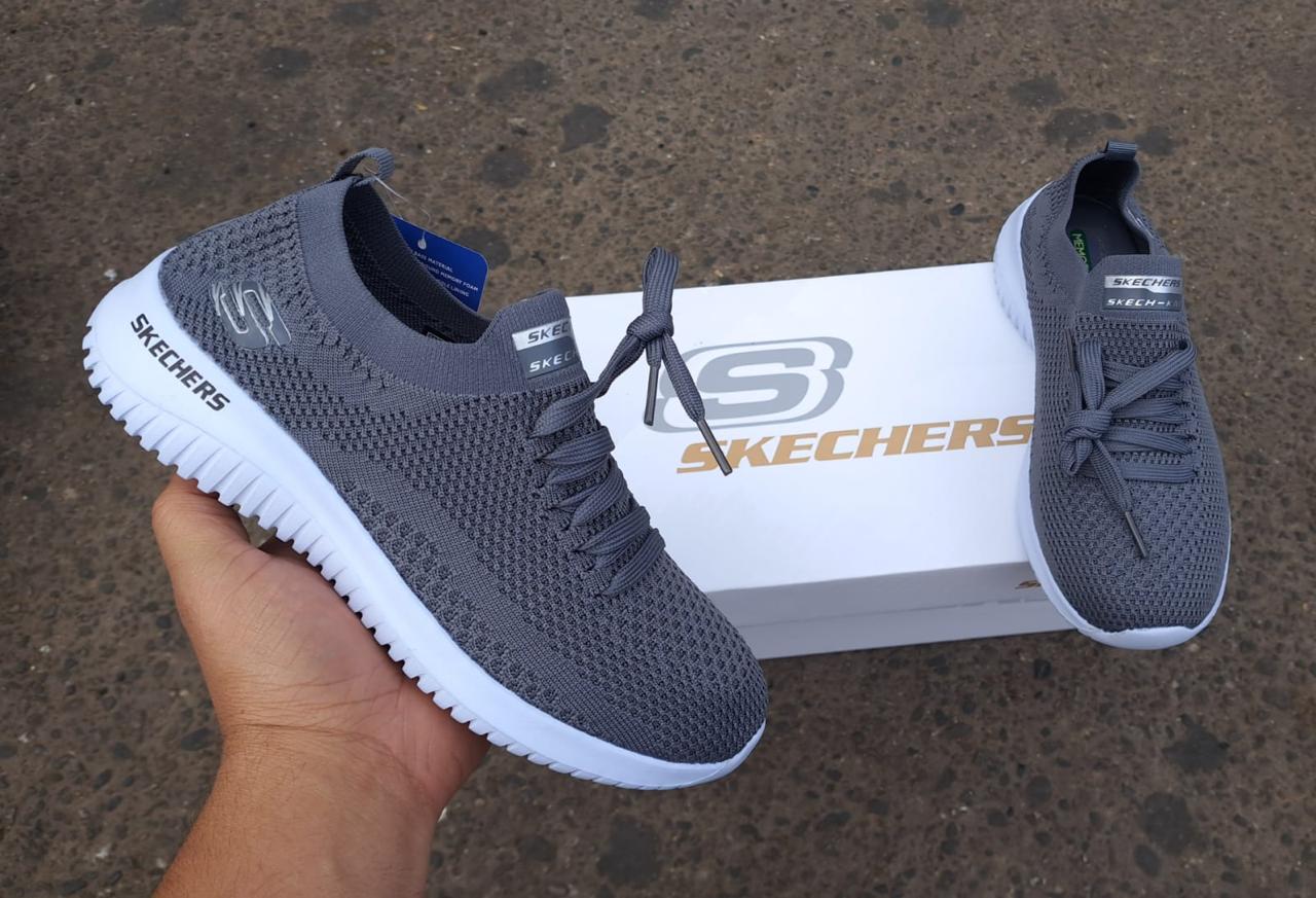 🔥SKECHERS K'NIT - GRIS - MUJER