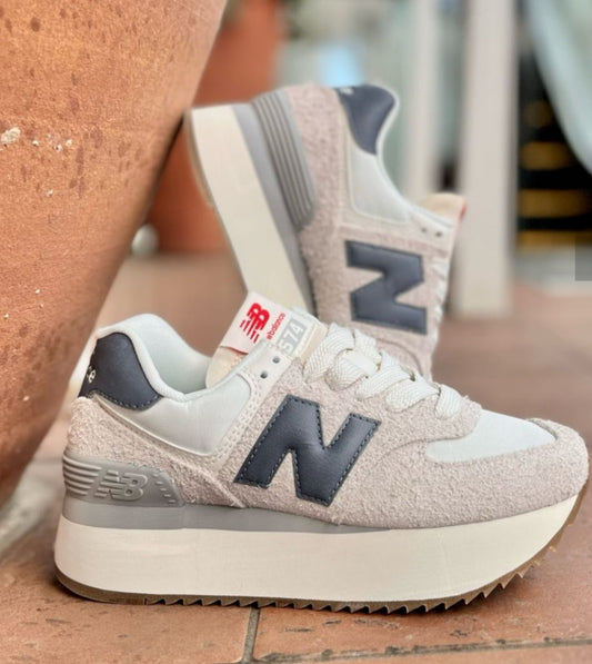 🔥NEW BALANCE 574  HIGH SOLES - GRIS / AZUL - MUJER