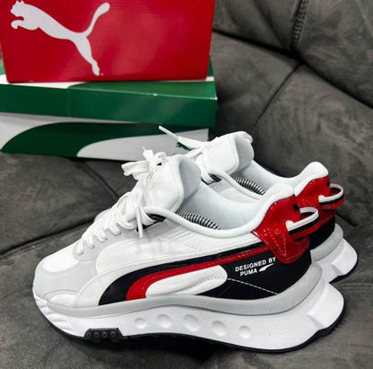 🔥PUMA WILD RIDER- BLANCAS / ROJO - HOMBRE